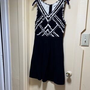 Chic Black and White Patterned Mini Dress
